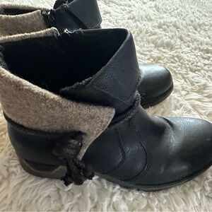 Rieker Black and Beige Ankle Boots